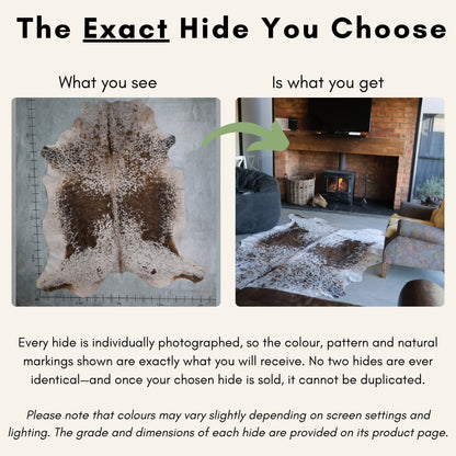 Standard Nguni Hide - Dark Brown & White | BGD4922 | 1.9m x 2.3m