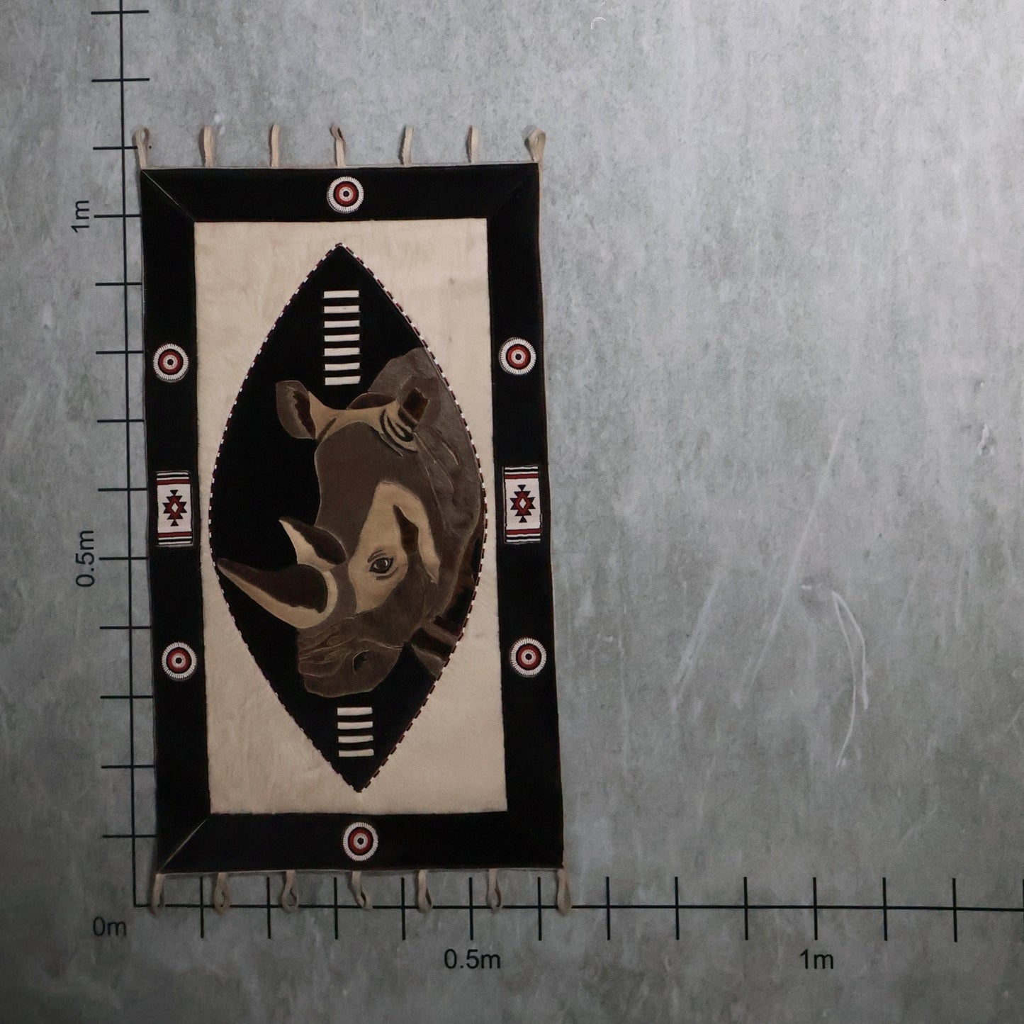 African Rhino Rug (0.6m  X 1.0m) | Nguni Cowhide Artisan Rug - Limited Edition