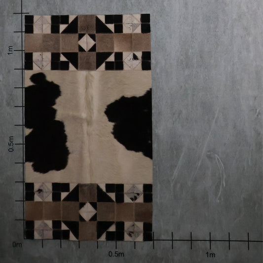 Heritage Geometric – Black & White #1 (0.7m  X 1.2m) | Prayer Mat | Nguni Cowhide Artisan Rug - Limited Edition (Copy)