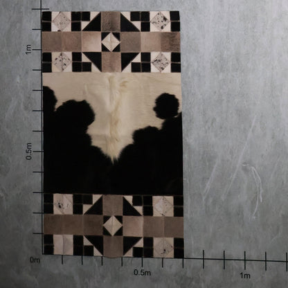 Heritage Geometric – Black & White #2 (0.7m  X 1.2m) | Prayer Mat | Nguni Cowhide Artisan Rug - Limited Edition (Copy) (Copy)