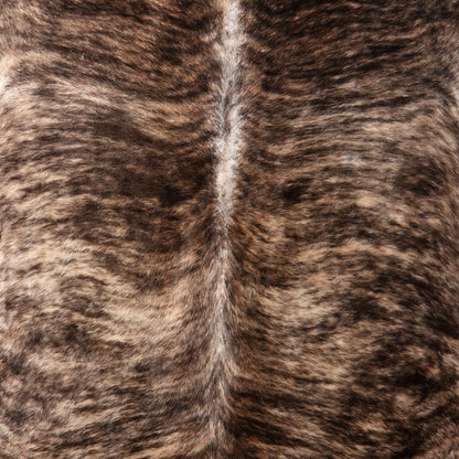 A close-up of a brindle nguni cowhide rug 
