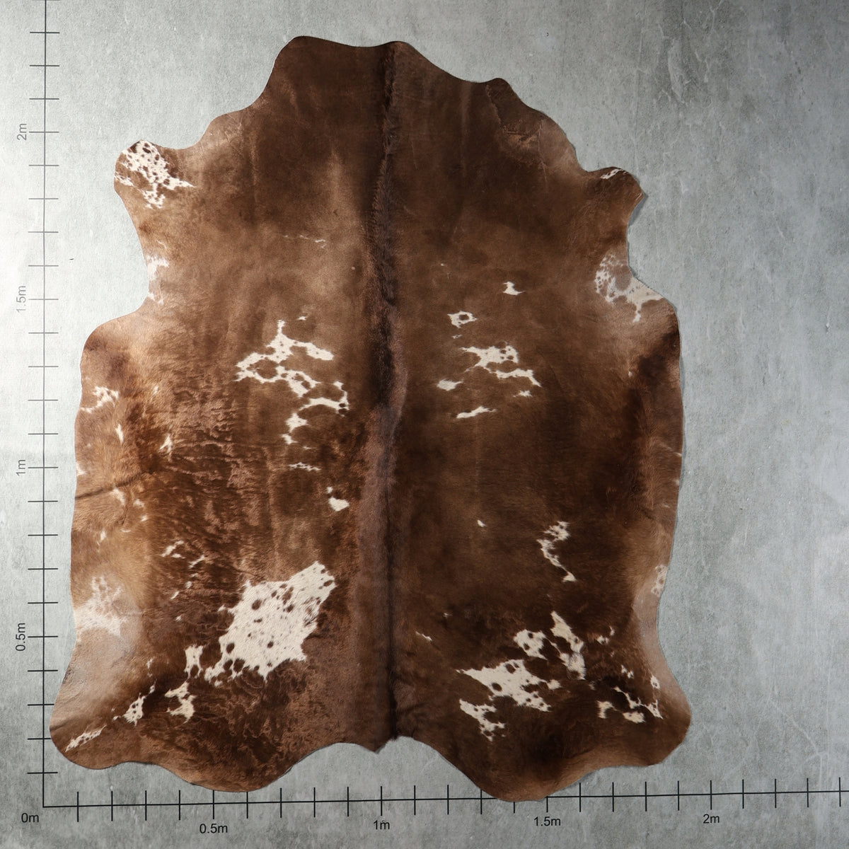 Genuine South African Nguni hide AGS7406 in chocolate brown with irregular white patches and warm natural brown tones.