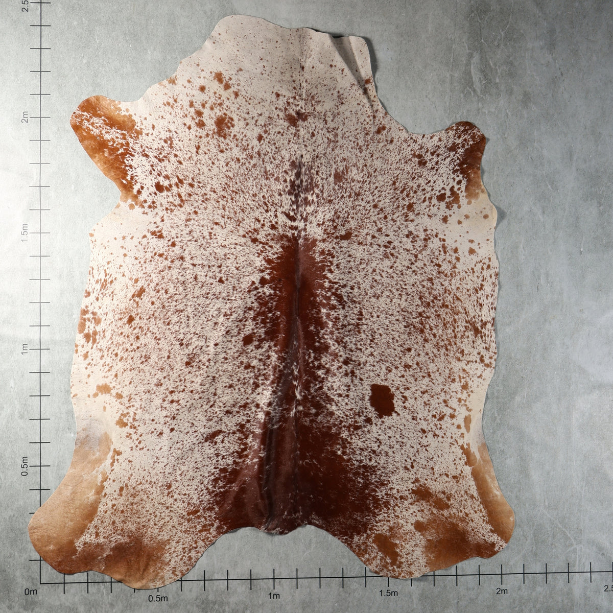 Chestnut brown and cream finely speckled genuine South African Nguni cowhide BGS2740 with rich central brown markings.