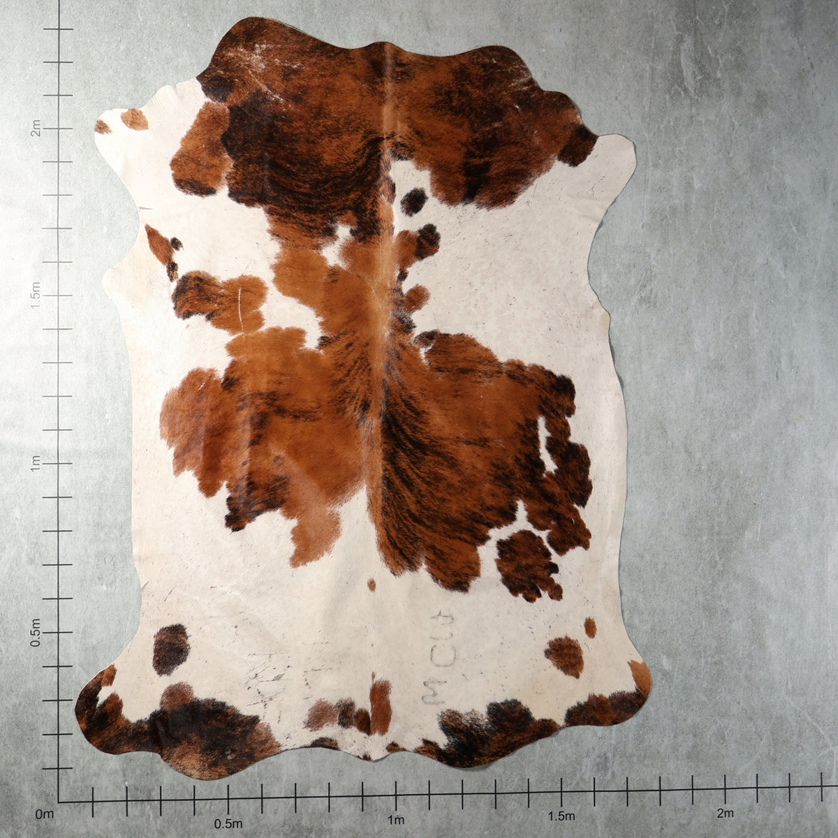 Genuine South African Nguni hide BGS2742 in reddish brown brindle and white with bold patches and dark natural striping.
