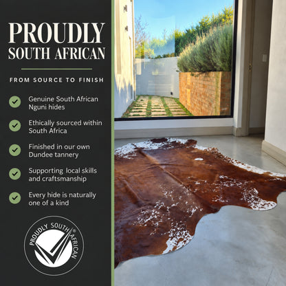 Genuine Nguni cowhides, Proudly South African. Ethically Sourced.