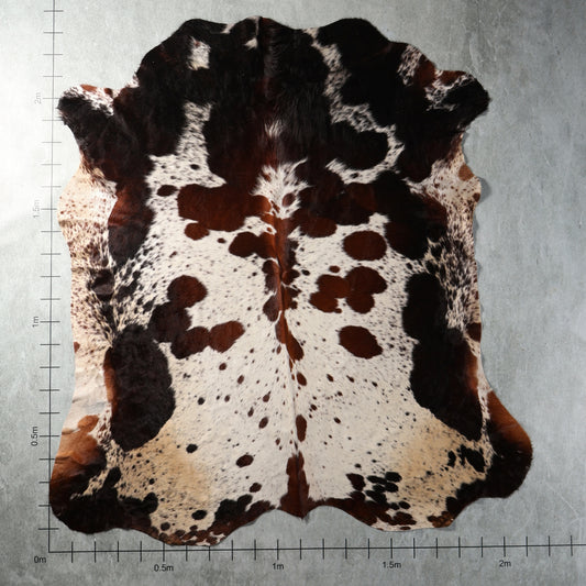 Genuine South African tri colour Nguni hide in black, brown and white with speckled markings – TRI2846