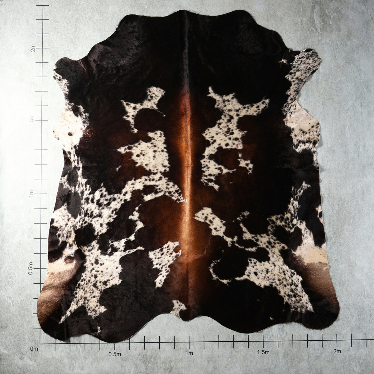 Genuine tri colour Nguni hide in brown, black and white with natural speckled pattern – TRI2848